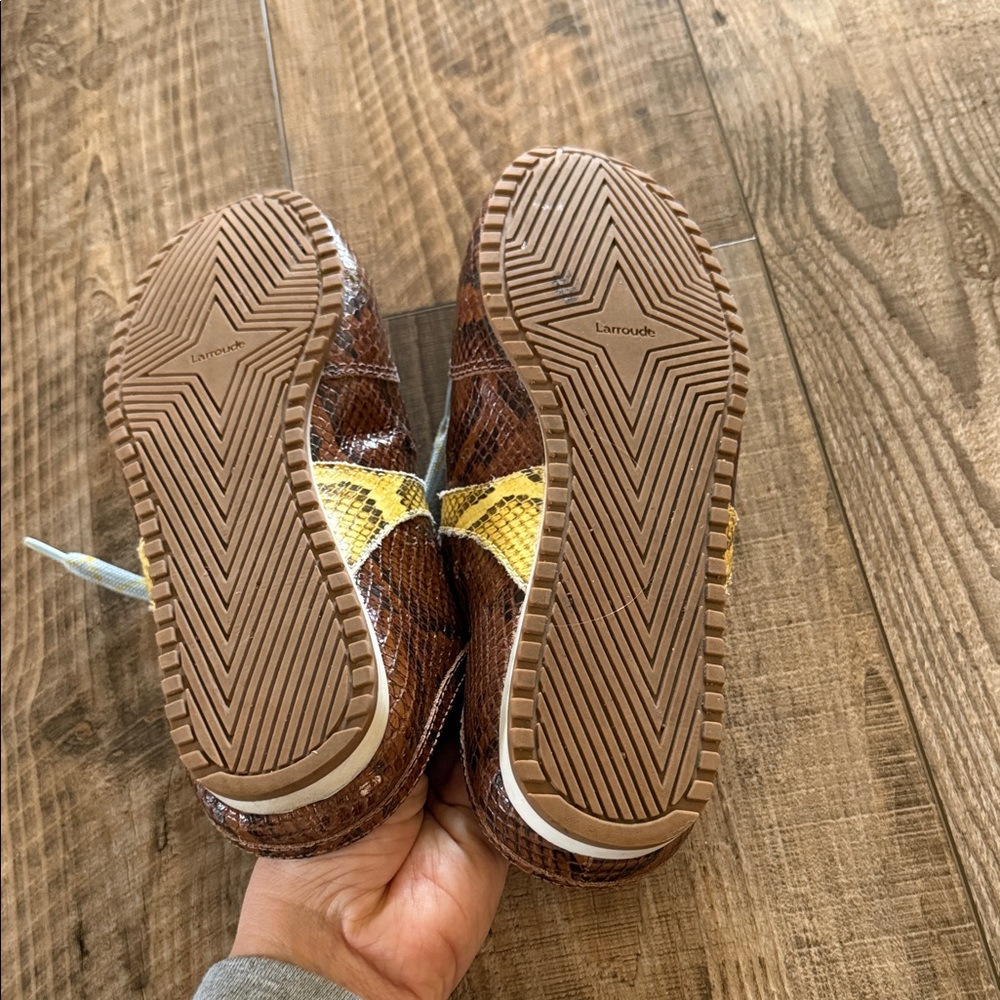 Larroude Brown Python-Effect Sneakers with Yellow… - image 7
